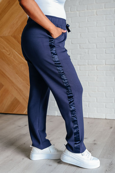 Lysa Satin Stripe Lounge Pants in Smoky Navy Southern Soul Collectives