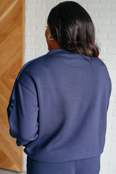 Lysa Satin Stripe Pullover in Smoky Navy Southern Soul Collectives