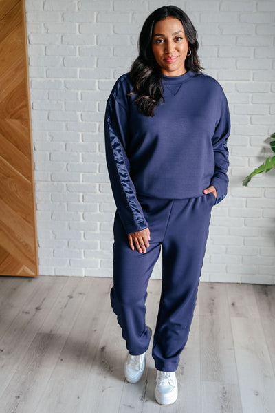 Lysa Satin Stripe Pullover in Smoky Navy Southern Soul Collectives