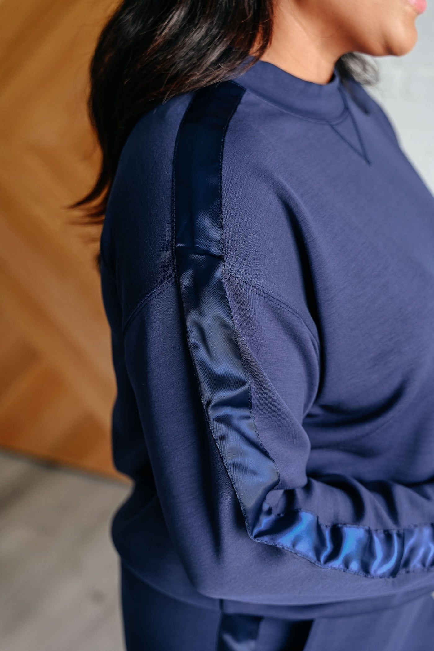 Lysa Satin Stripe Pullover in Smoky Navy Southern Soul Collectives