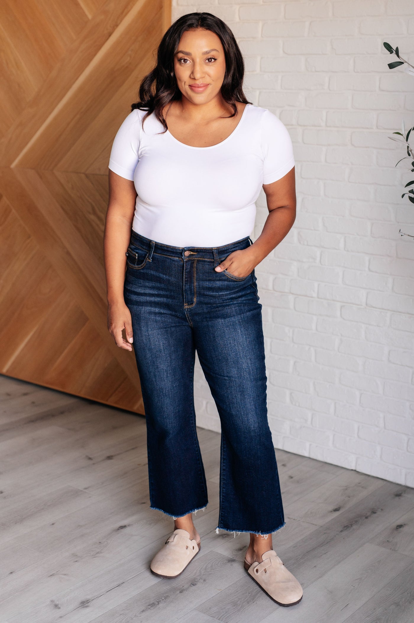 Madeline High Rise Cropped Wide Leg Jeans Southern Soul Collectives