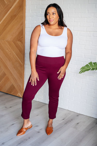 Magic Ankle Crop Skinny Pants in Wine Southern Soul Collectives