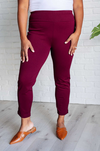 Magic Ankle Crop Skinny Pants in Wine Southern Soul Collectives