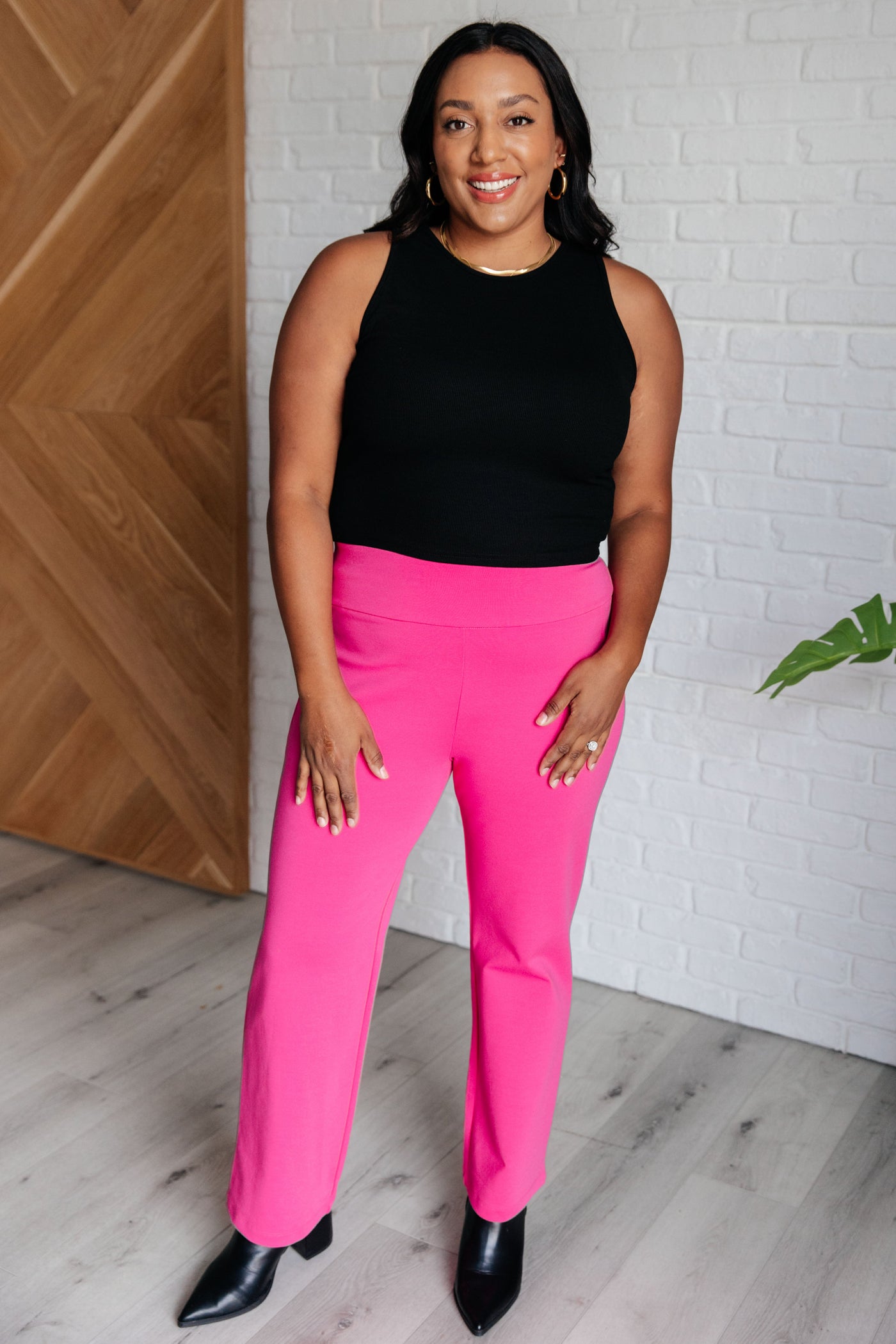 Magic Straight Dress Pants in Hot Pink