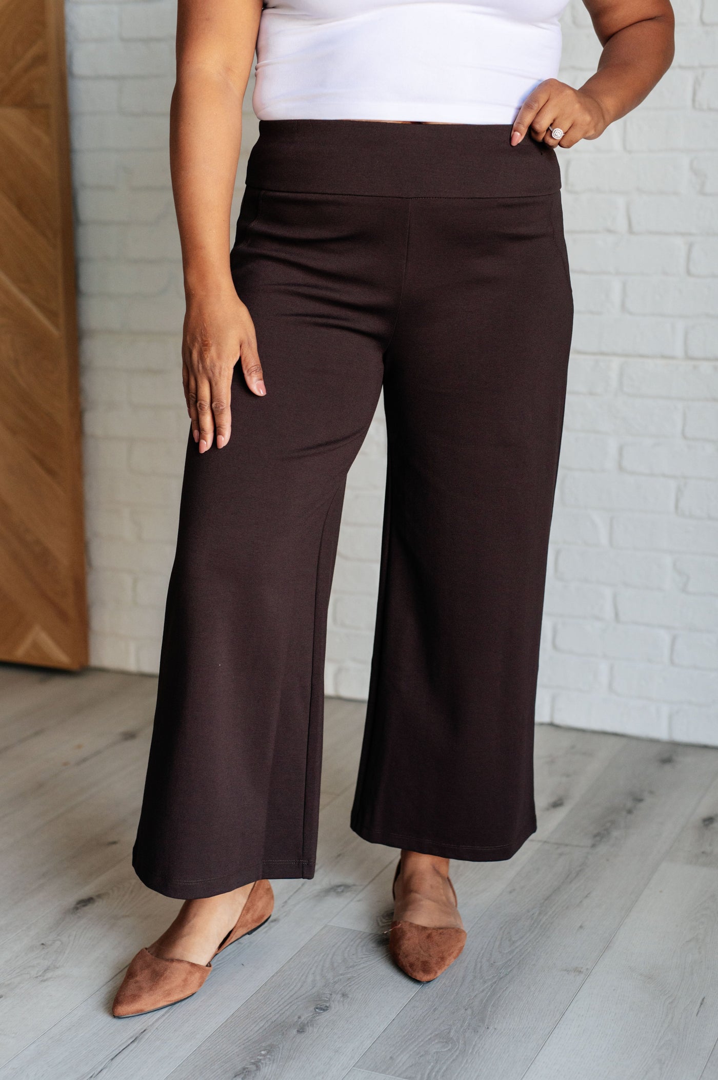 Magic Wide Leg Crop Pants in Chocolate Southern Soul Collectives