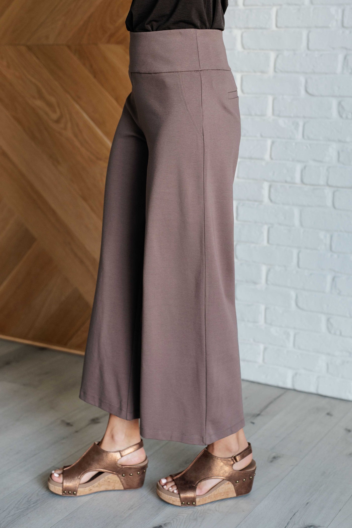 Magic Wide Leg Crop Pants in Dark Mocha Southern Soul Collectives