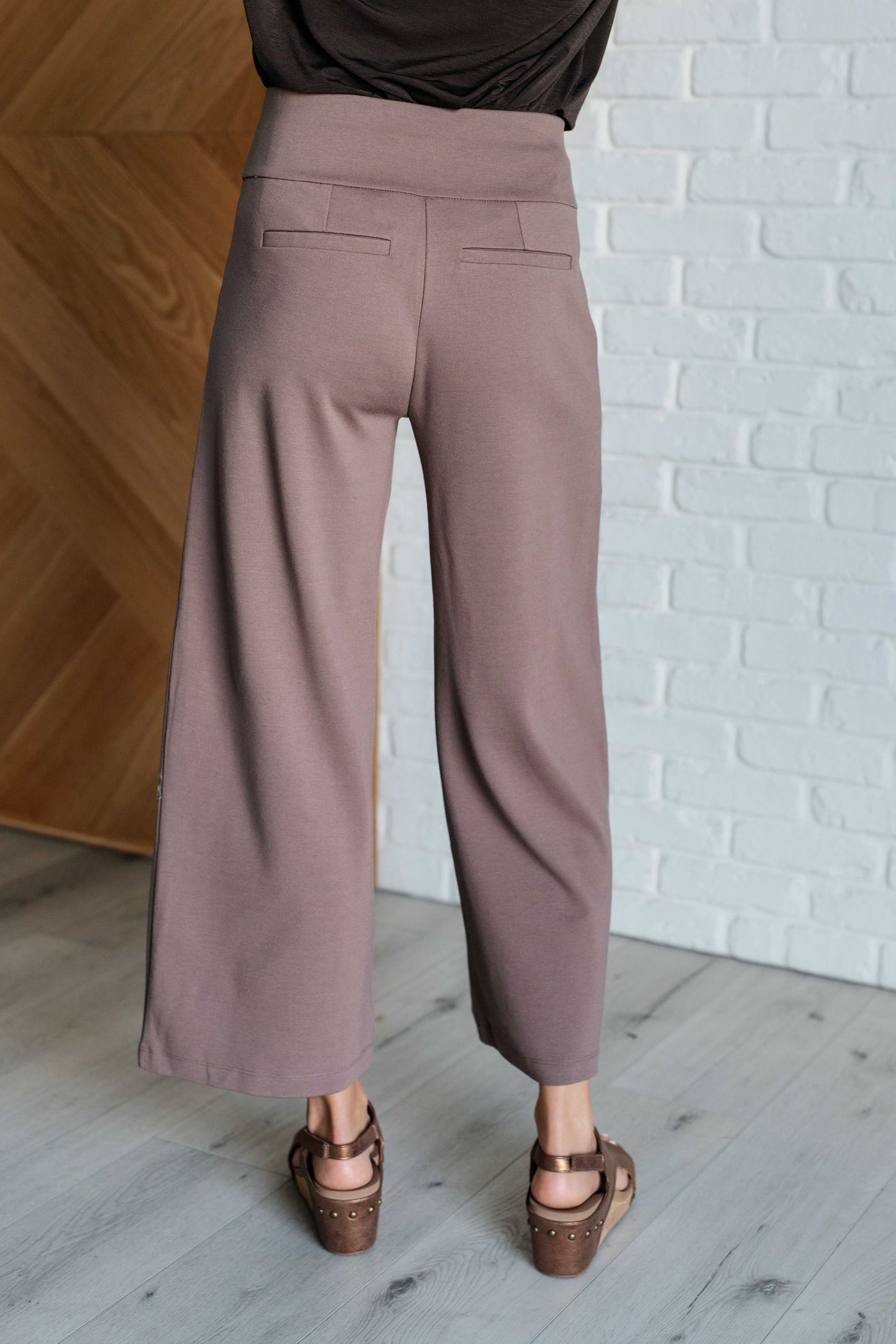 Magic Wide Leg Crop Pants in Dark Mocha Southern Soul Collectives