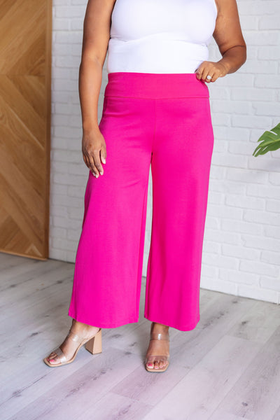 Magic Wide Leg Crop Pants in Hot Pink Southern Soul Collectives