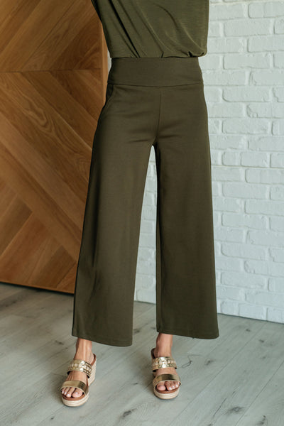 Magic Wide Leg Crop Pants in Olive Southern Soul Collectives