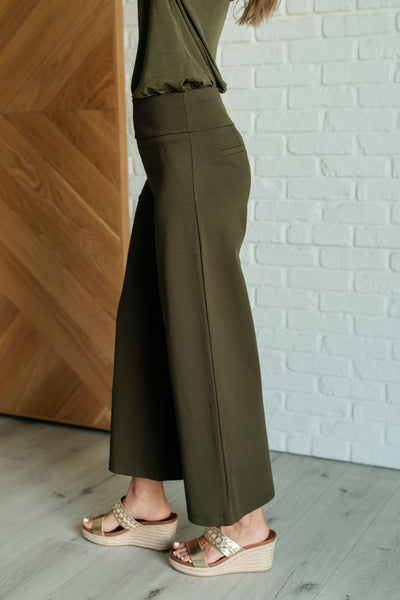 Magic Wide Leg Crop Pants in Olive Southern Soul Collectives