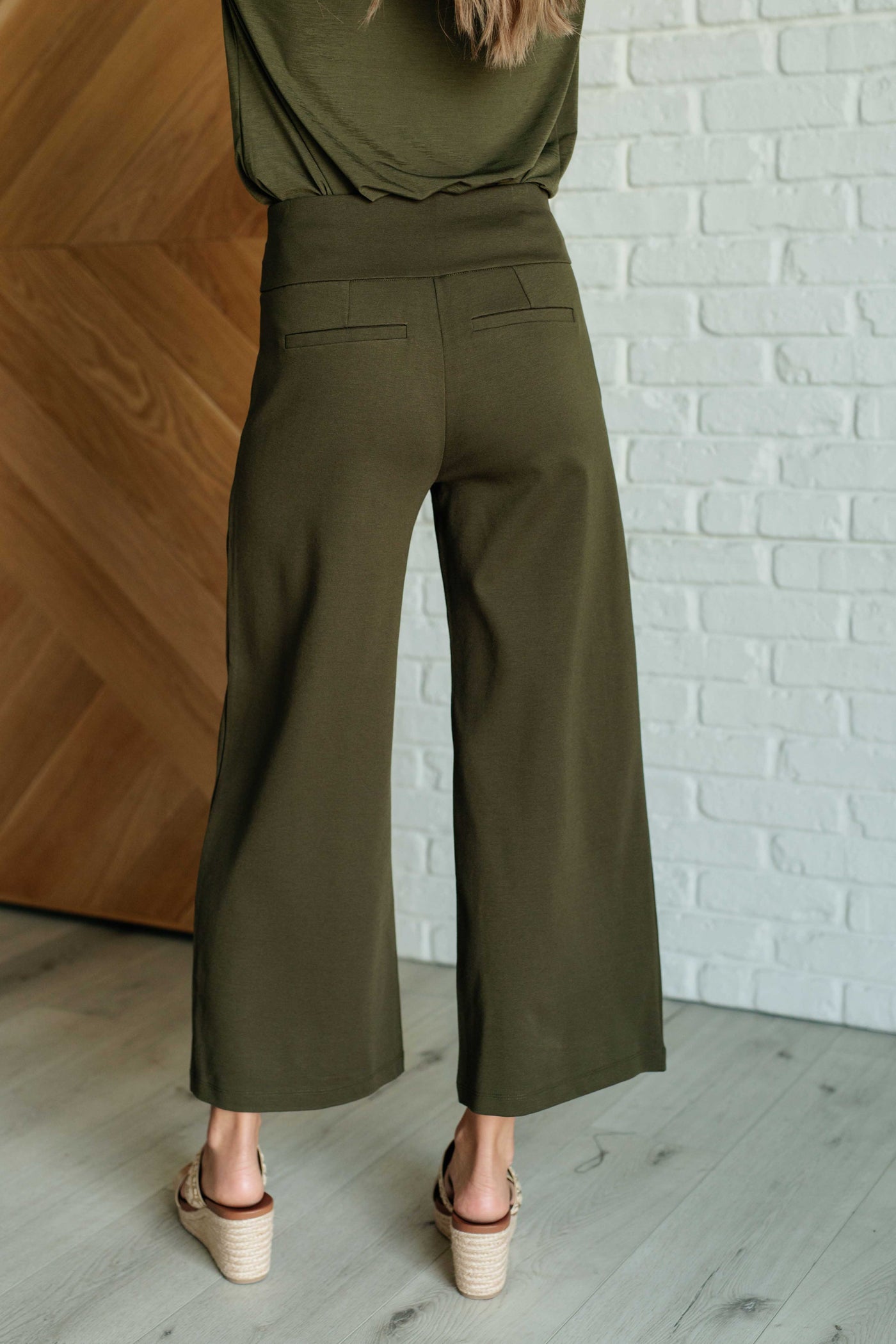 Magic Wide Leg Crop Pants in Olive Southern Soul Collectives