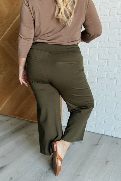 Magic Wide Leg Crop Pants in Olive Southern Soul Collectives