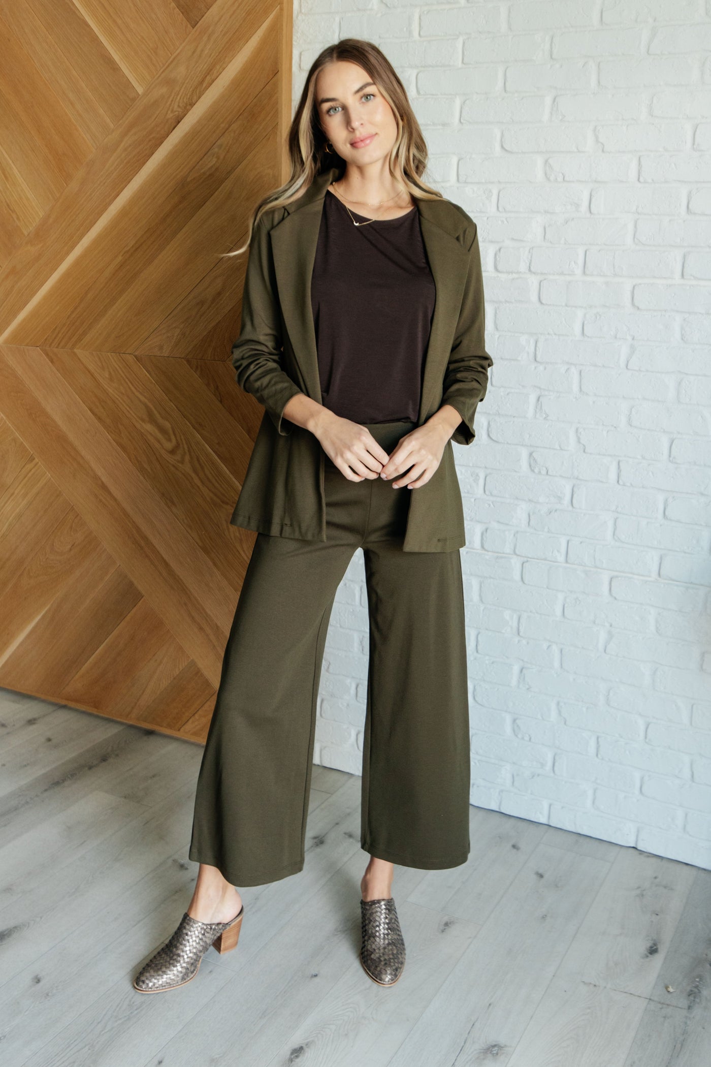 Magic Wide Leg Crop Pants in Olive Southern Soul Collectives