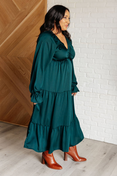 Makes Me Want to Skip Tiered Dress in Hunter Green Southern Soul Collectives