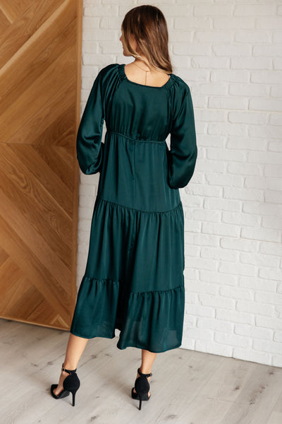 Makes Me Want to Skip Tiered Dress in Hunter Green Southern Soul Collectives