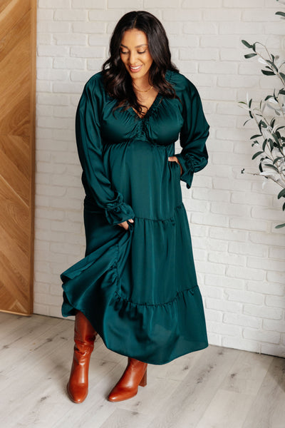 Makes Me Want to Skip Tiered Dress in Hunter Green Southern Soul Collectives