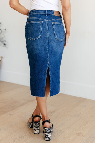 Judy Blue Marcy High Rise Denim Midi Skirt Womens Southern Soul Collectives