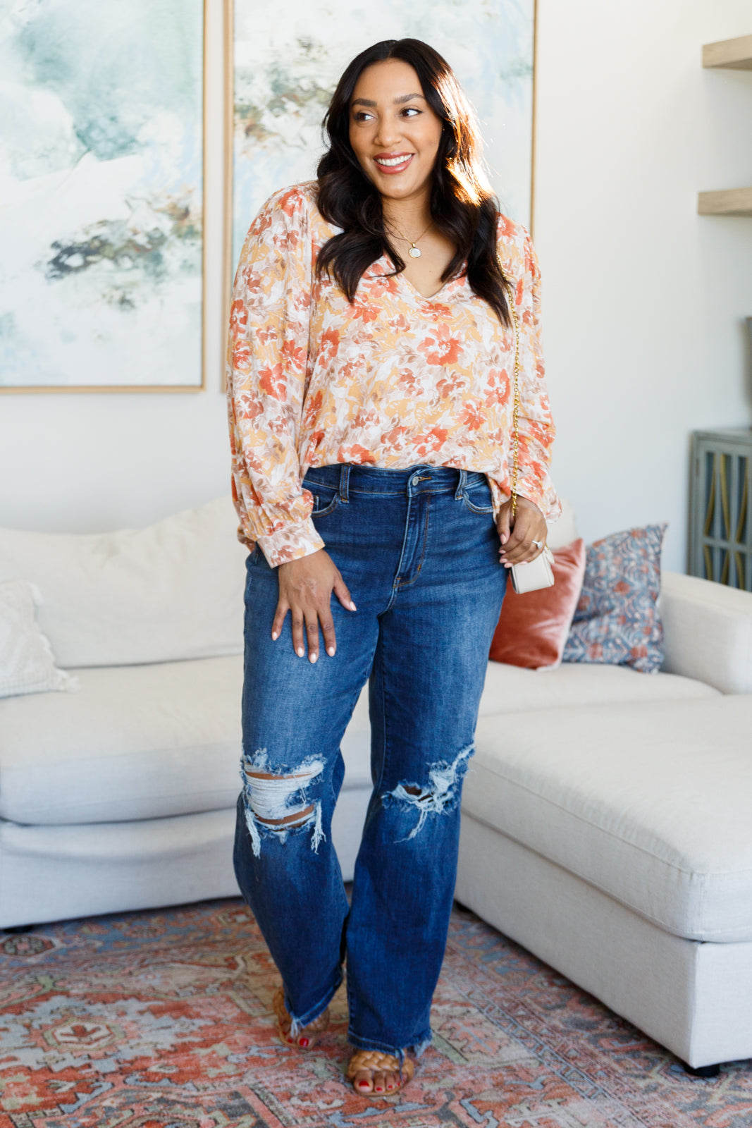 Marigold Dreams Floral Blouse Southern Soul Collectives