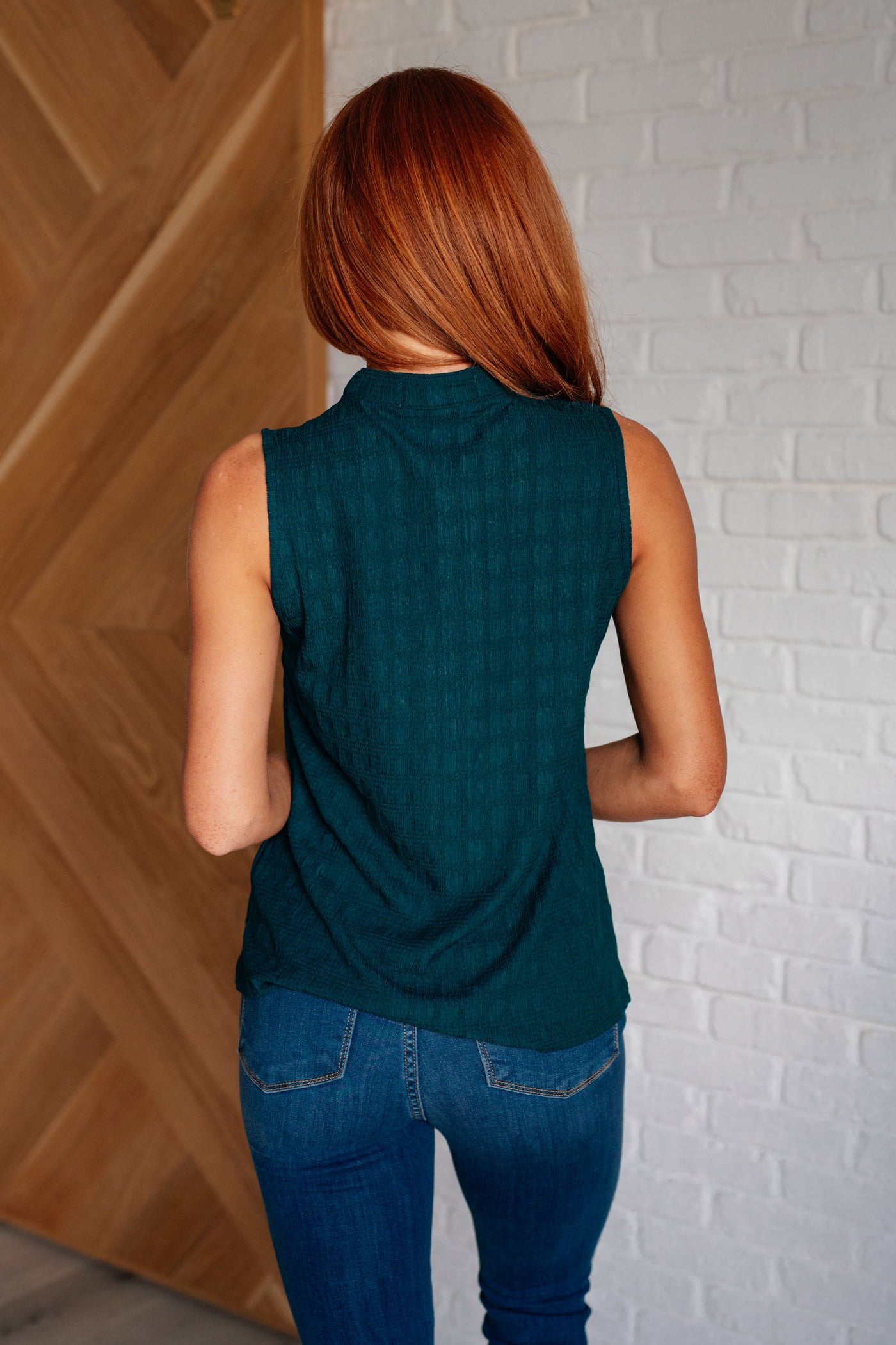 Matter of Fact Pleat Front Sleeveless Blouse in Sea Green Southern Soul Collectives