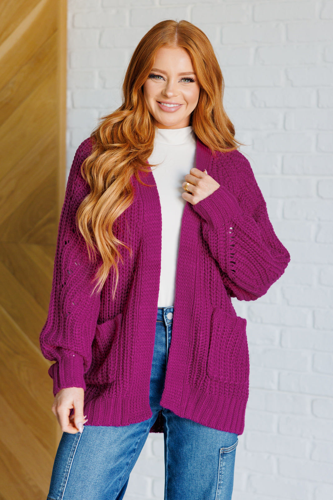 Maybe Monday Cardigan in Berry Southern Soul Collectives