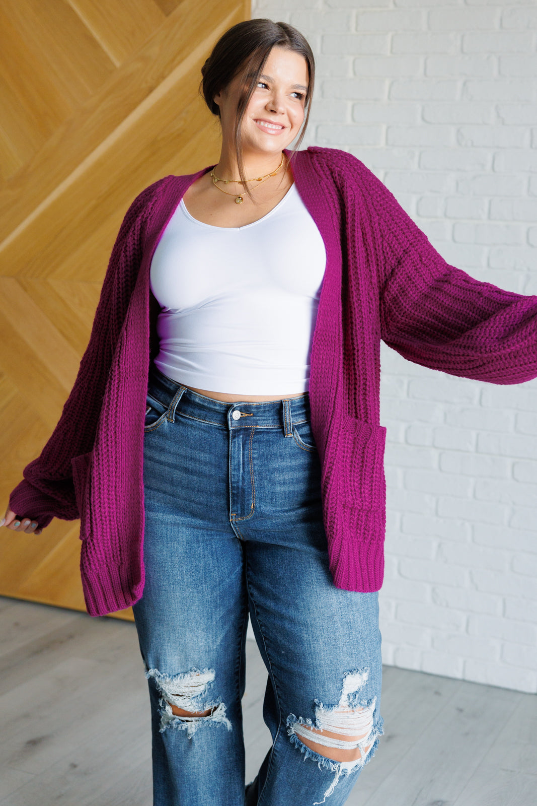 Maybe Monday Cardigan in Berry Southern Soul Collectives