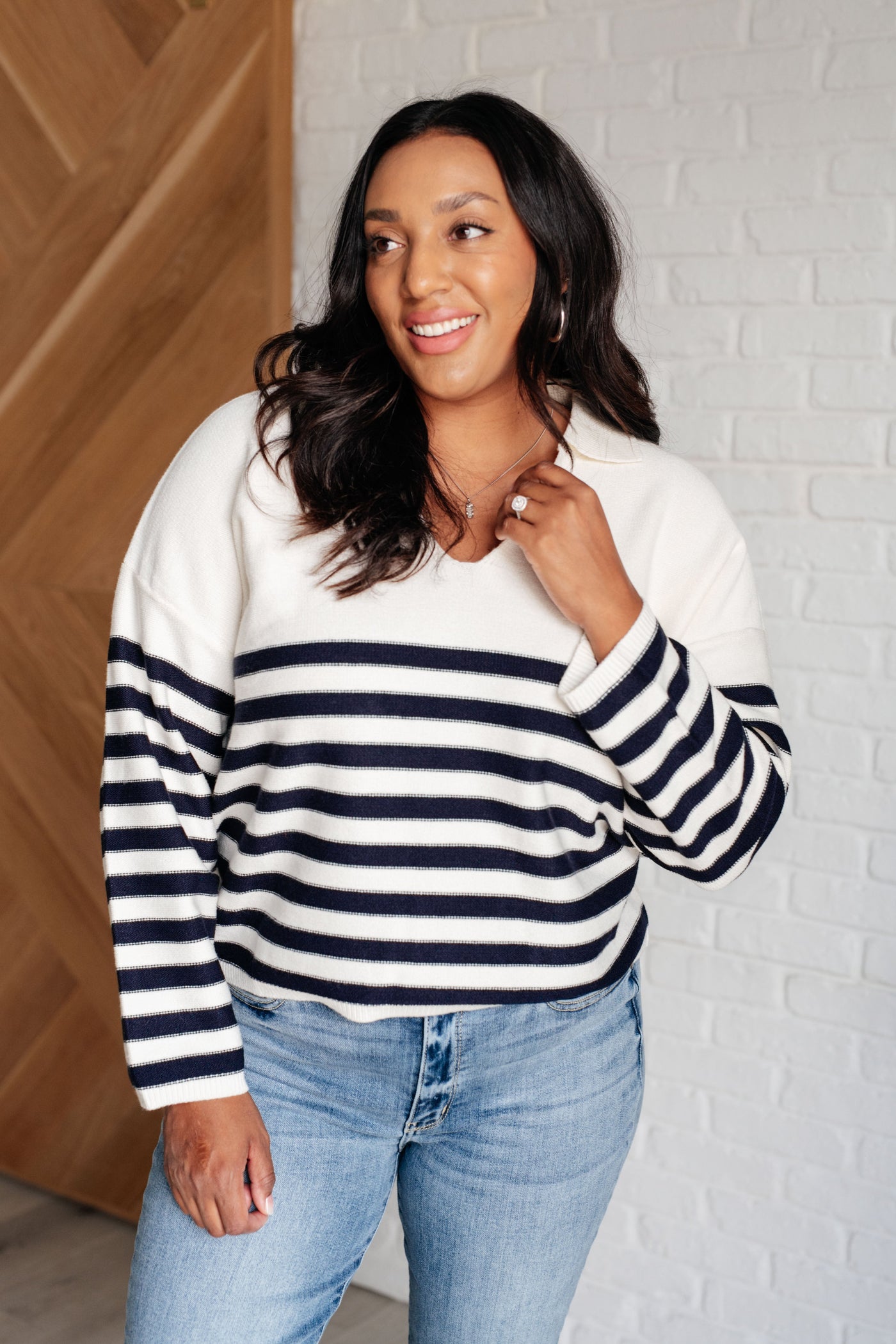 Memorable Moments Striped Sweater in White Southern Soul Collectives