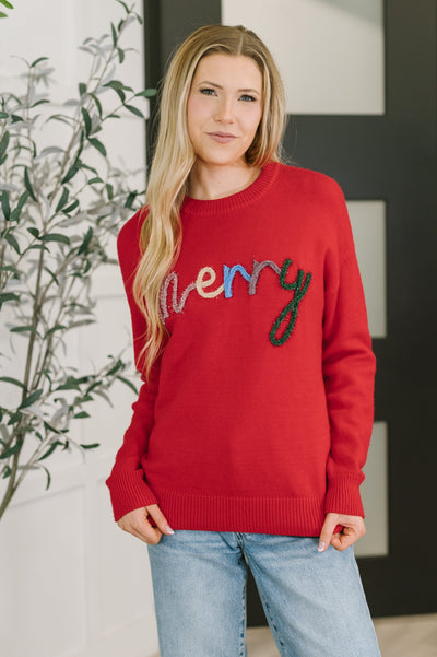 Merry Applique Drop Shoulder Pullover Southern Soul Collectives