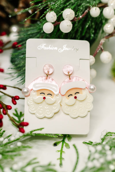 Merry in Pink Santa Dangle Earrings Southern Soul Collectives