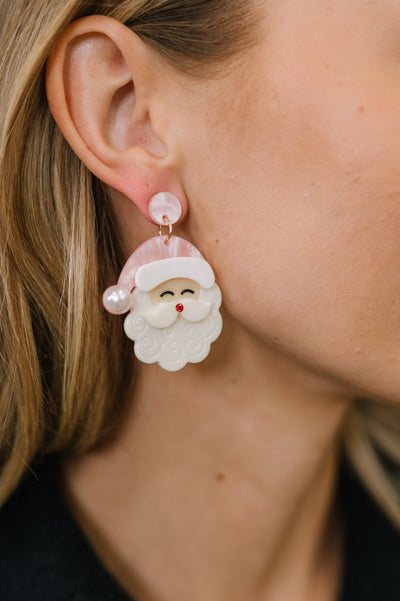 Merry in Pink Santa Dangle Earrings Southern Soul Collectives