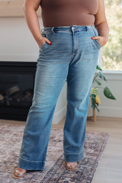 Judy Blue Mindy Mid Rise Wide Leg Jeans Womens Southern Soul Collectives
