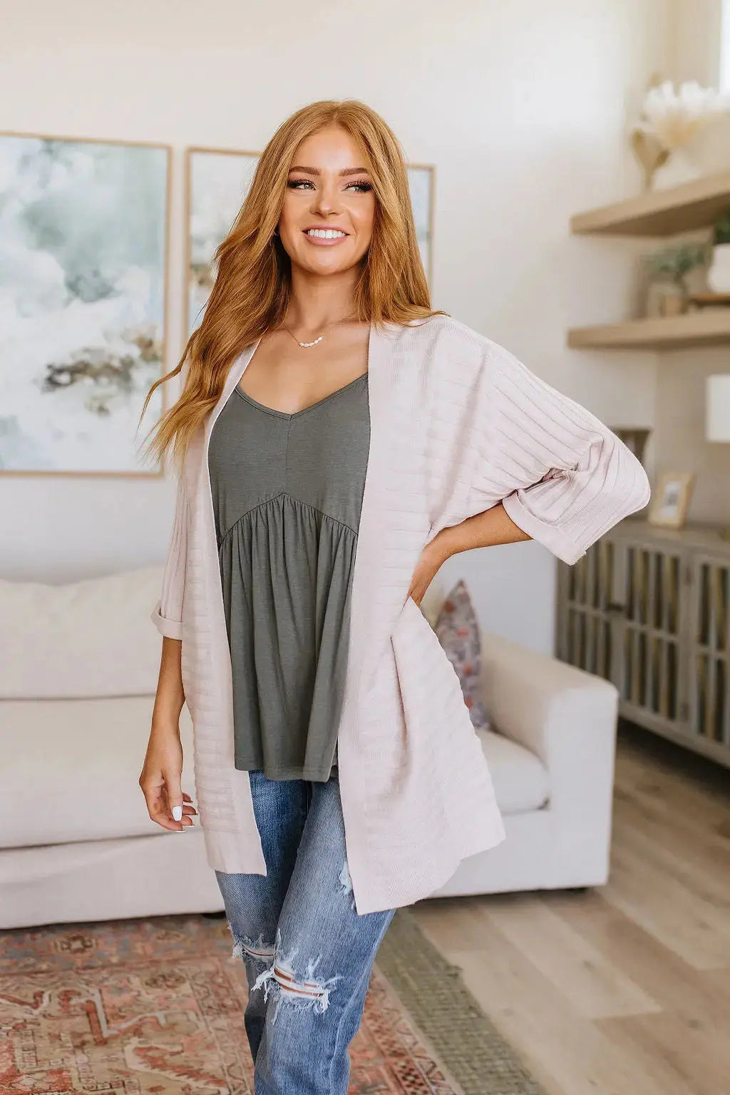 Never Not Loving V-Neck Cami in Gray Green Womens Southern Soul Collectives