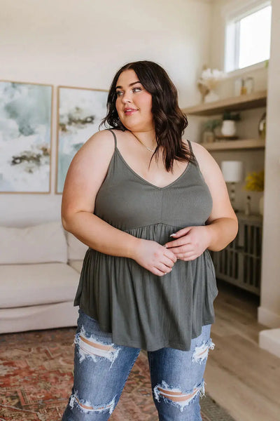 Never Not Loving V-Neck Cami in Gray Green Womens Southern Soul Collectives