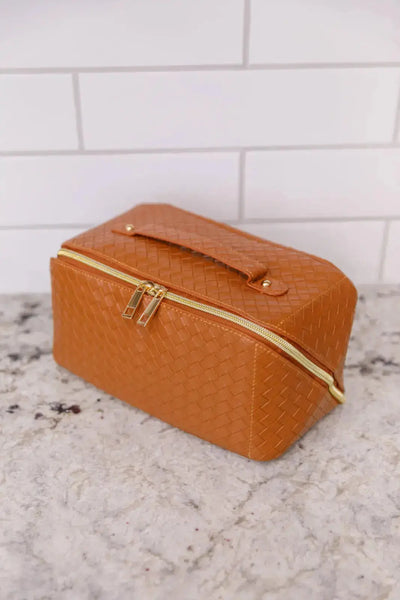 New Dawn Large Capacity Cosmetic Bag in Cognac Womens Southern Soul Collectives