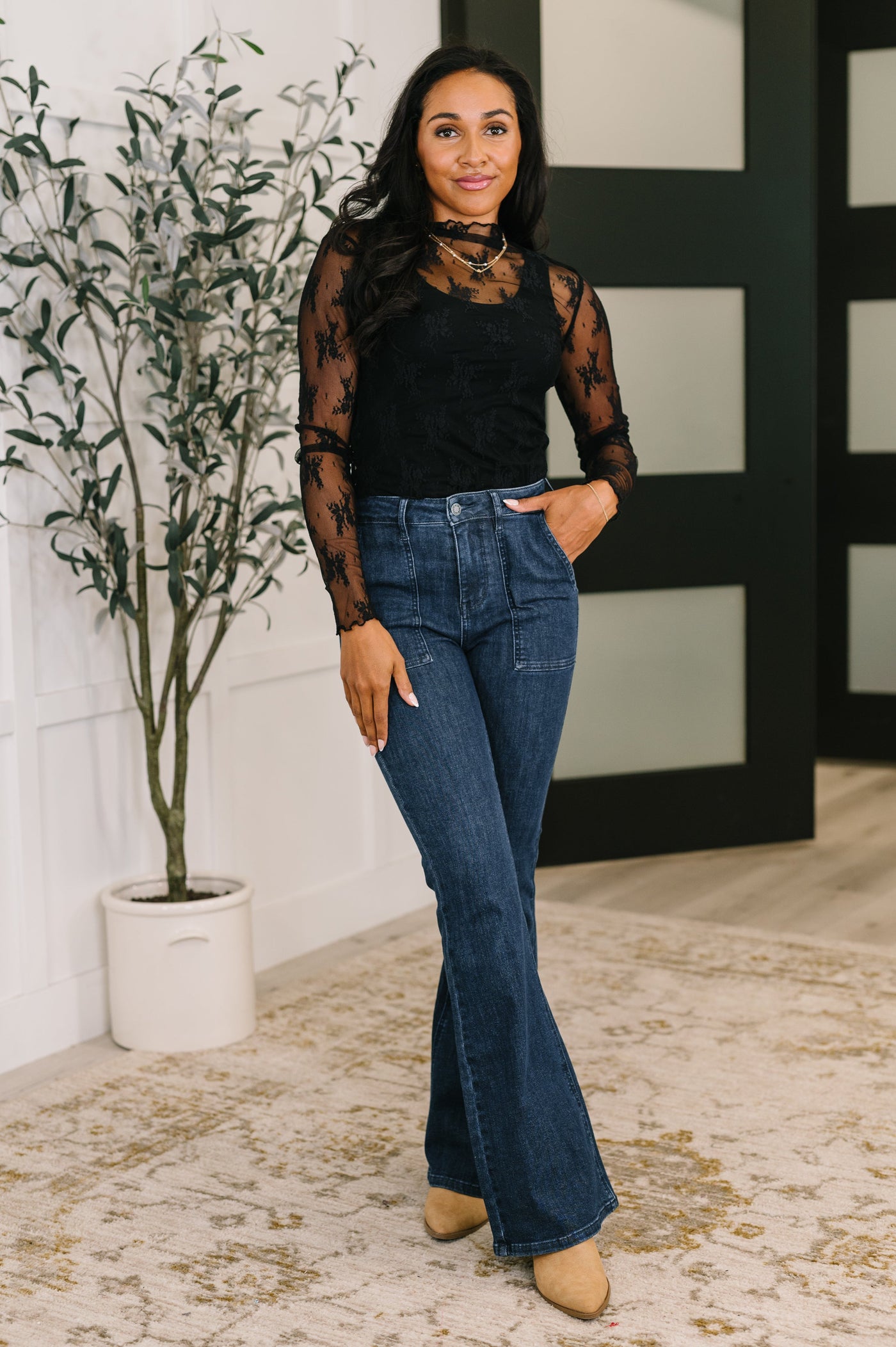 Next Level Patterned Layering Top in Black Southern Soul Collectives