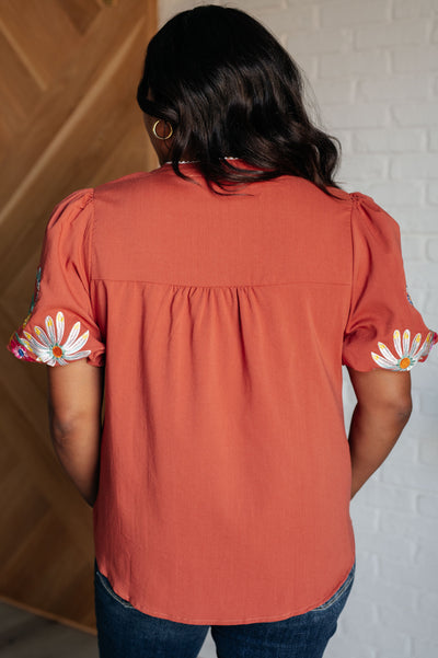 No Concerns Embroidered Sleeve Blouse Southern Soul Collectives