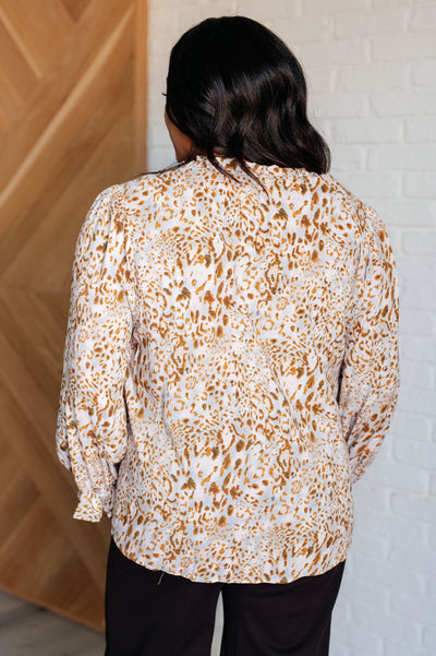 Office Safari Keyhole Tie Detail Blouse Southern Soul Collectives