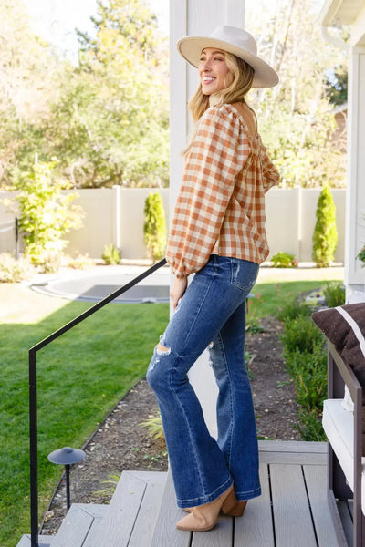 One Fine Afternoon Gingham Plaid Top In Caramel Womens Southern Soul Collectives