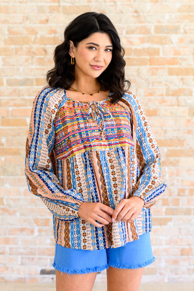 Open Sky Boho Tunic in Navy Mauve Southern Soul Collectives