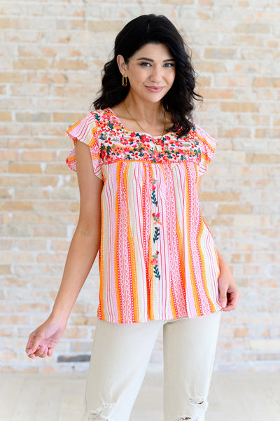 Orange Blossoms Flutter Sleeve Blouse Southern Soul Collectives