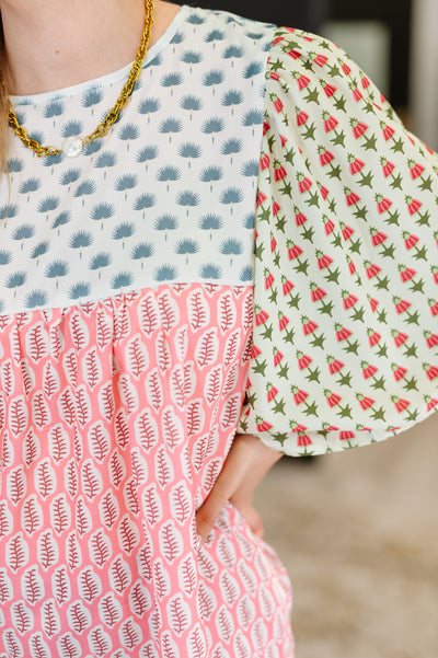 Outside Advantage Mixed Print Boho Blouse Southern Soul Collectives