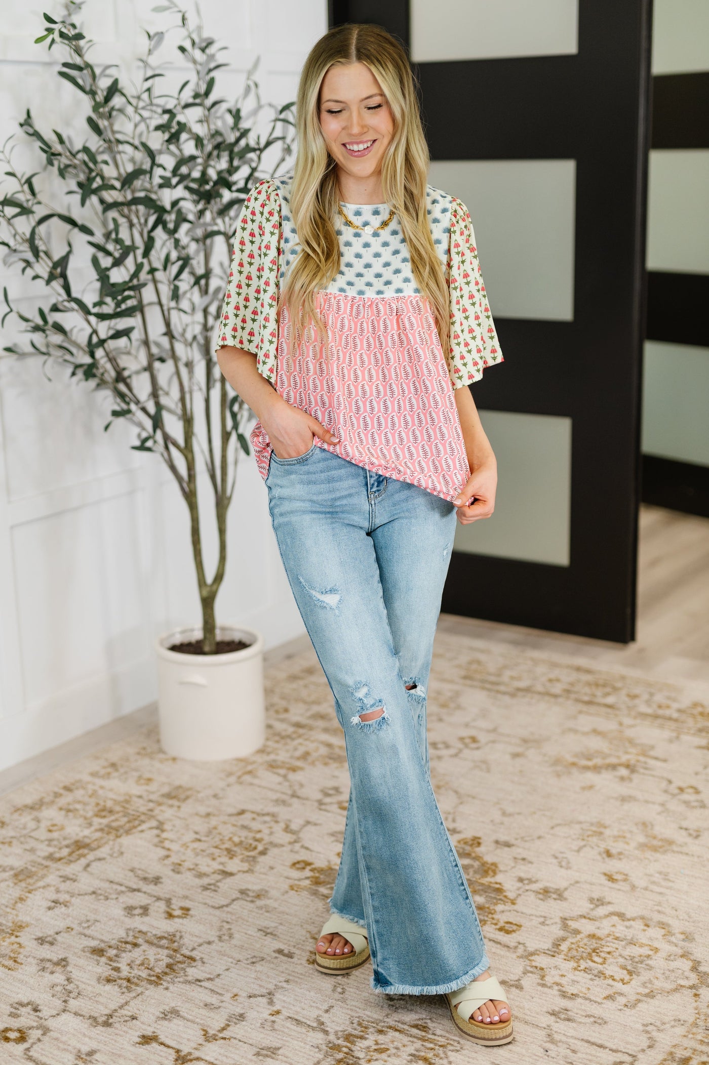 Outside Advantage Mixed Print Boho Blouse Southern Soul Collectives