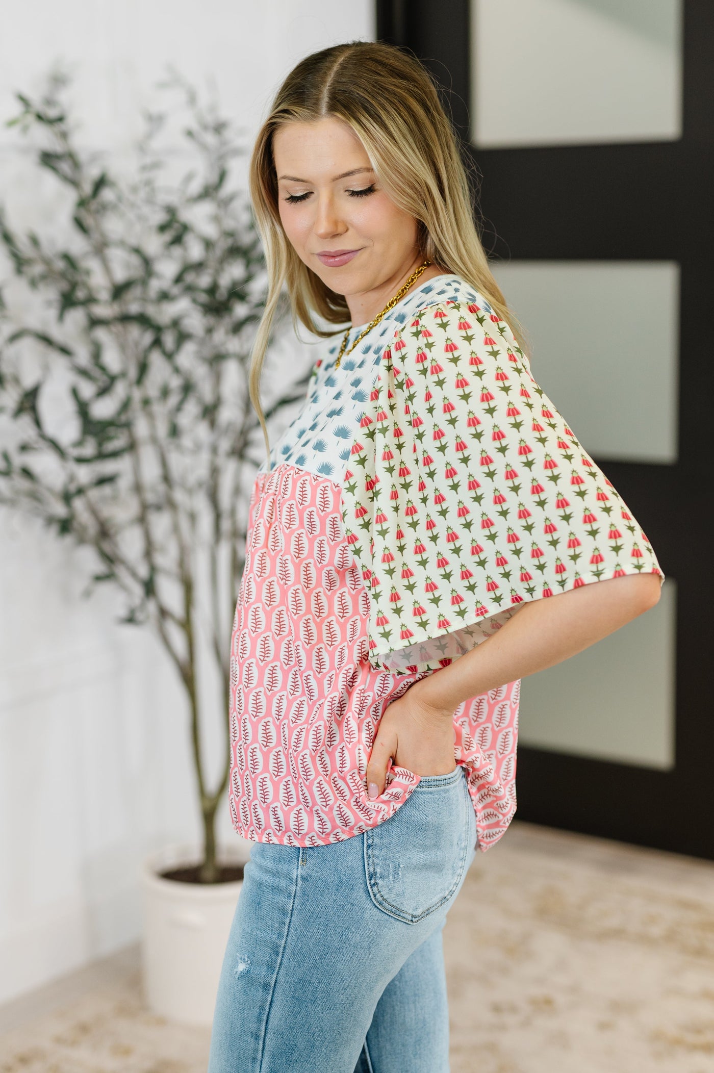 Outside Advantage Mixed Print Boho Blouse Southern Soul Collectives