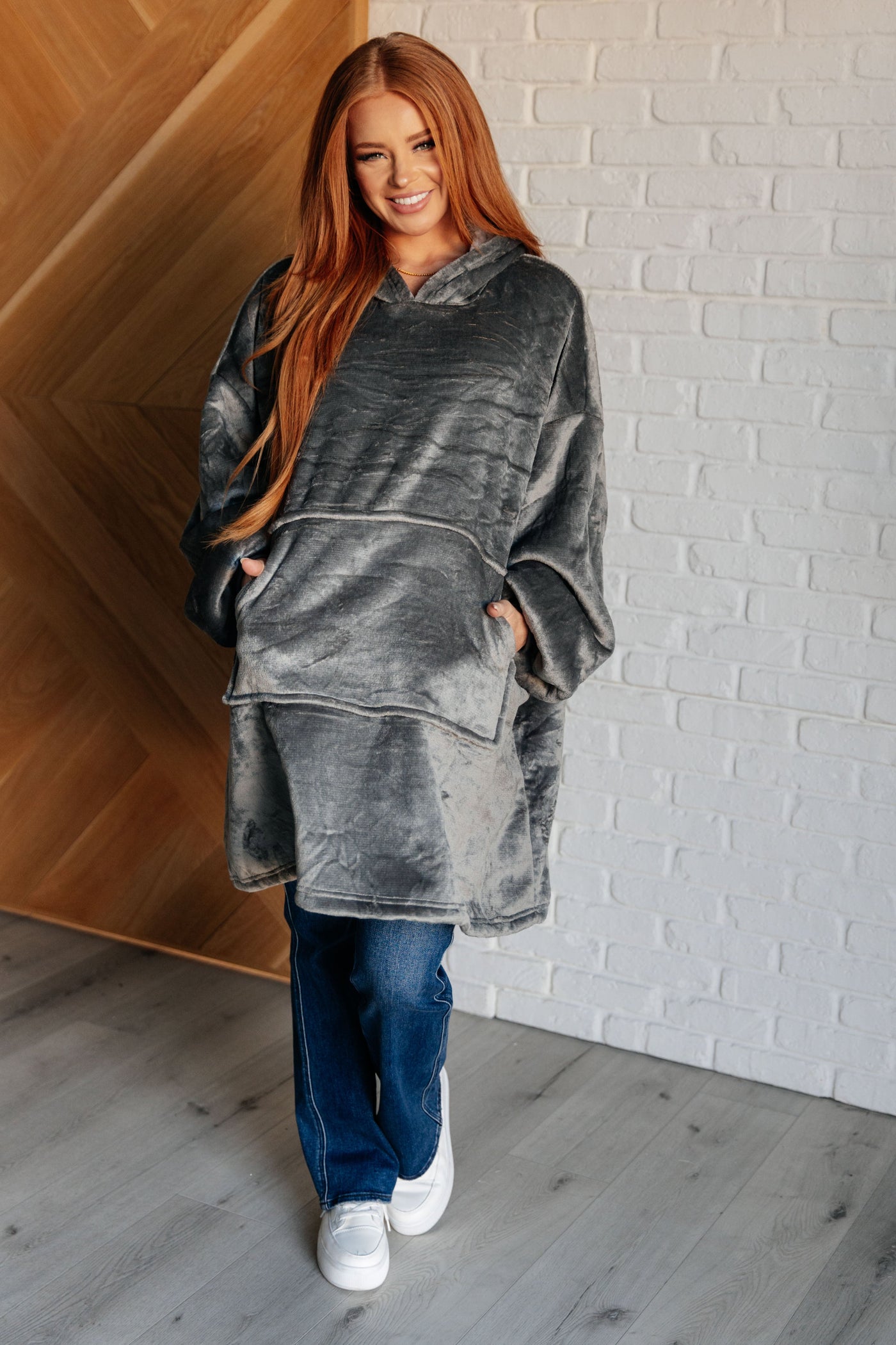 Oversized Velour Blanket Hoodie in Gray Southern Soul Collectives