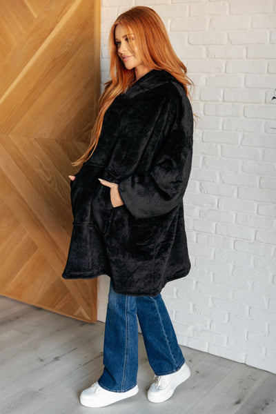 Oversized Velour Blanket Hoodie in Black Southern Soul Collectives