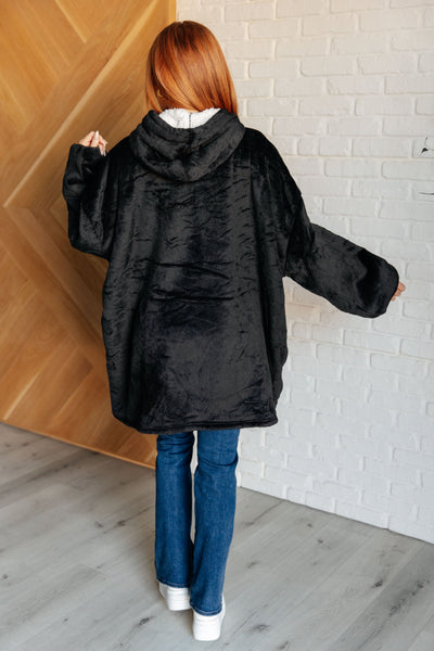 Oversized Velour Blanket Hoodie in Black Southern Soul Collectives