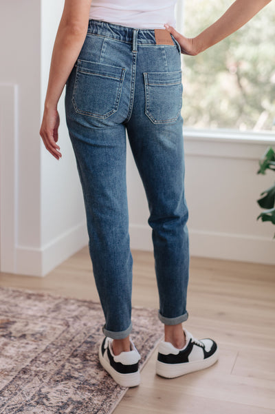 Judy Blue Payton Pull On Denim Joggers in Medium Wash - Southern Soul Collectives