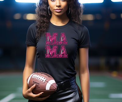 Mama Football Faux Sparkle Graphic T-shirt  Southern Soul Collectives 