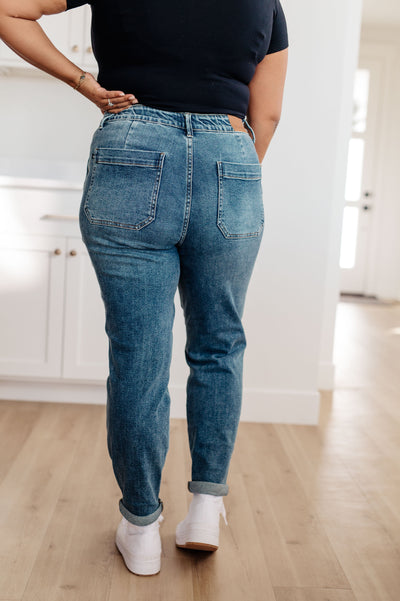 Judy Blue Payton Pull On Denim Joggers in Medium Wash Womens Southern Soul Collectives