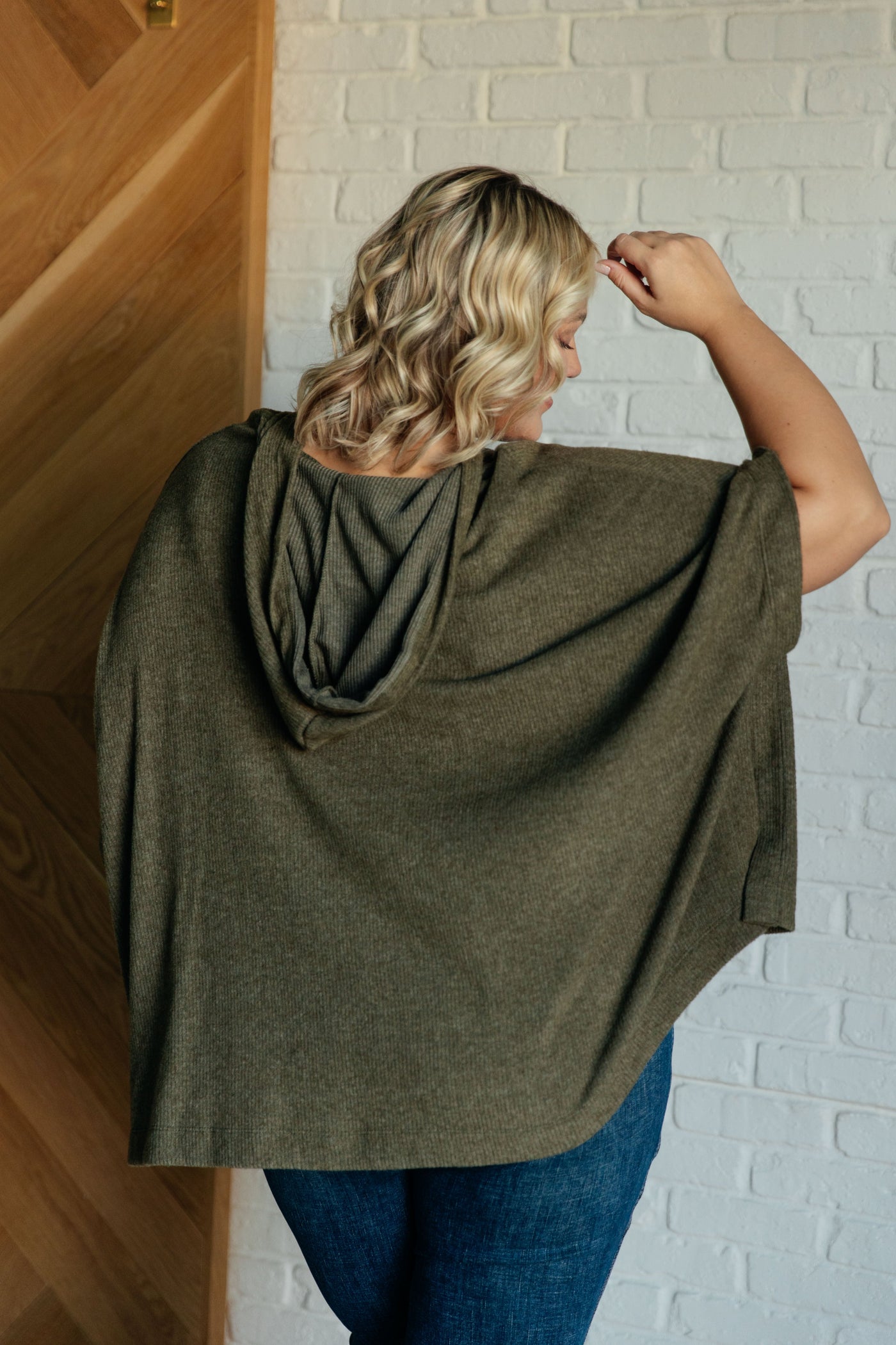 Perfectly Poised Hooded Poncho in Olive Southern Soul Collectives