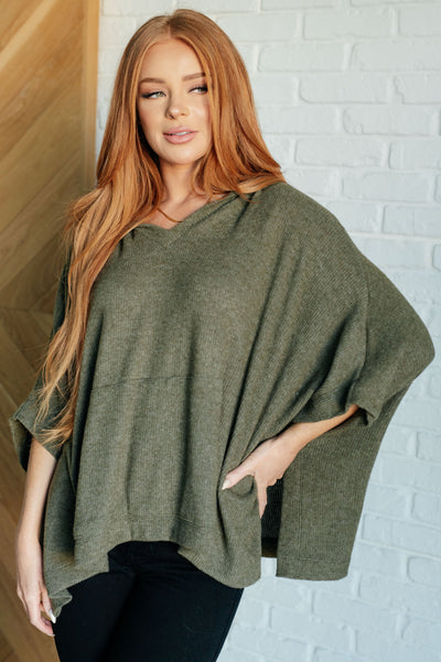 Perfectly Poised Hooded Poncho in Olive Southern Soul Collectives